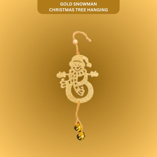 Christmas Tree Ornaments - Glitter Gold Snowman Hanging Decoration - 1PC