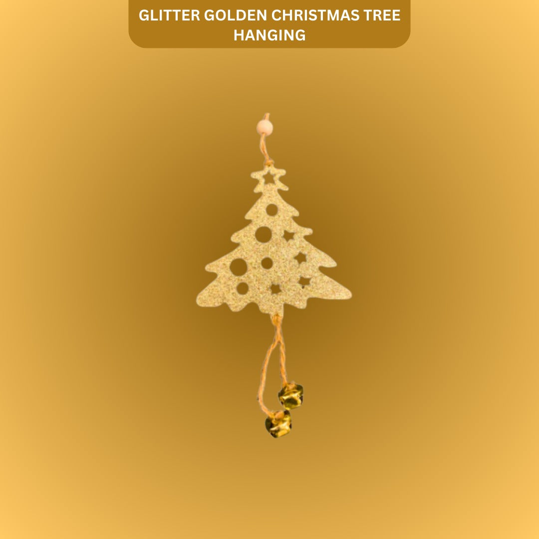 Christmas Tree Ornaments - Glitter Gold Christmas Tree Hanging Decoration - 1PC