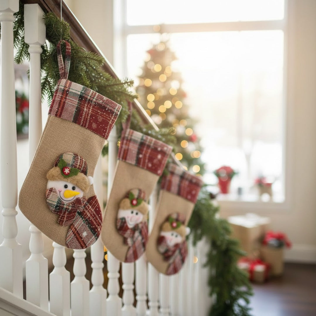 Jute Finish Christmas Stockings - 1PC