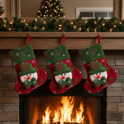 Red & Green Christmas Stockings With Santa - 1PC