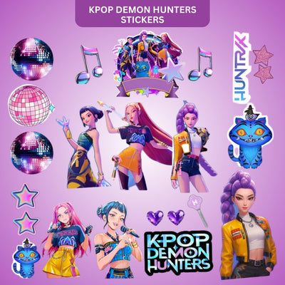 KPOP Rumi & Friends Stickers 4 Sheets - Vinyl Decal Pack | Wanna Party - Image 1