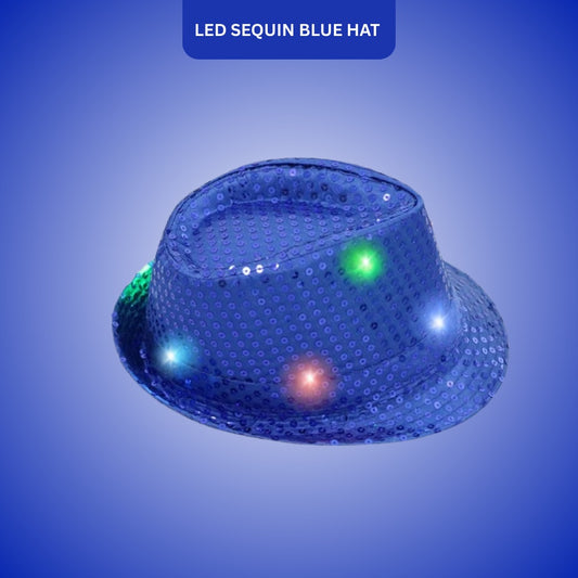 Light Up LED Sequin Hat Blue - 1PC