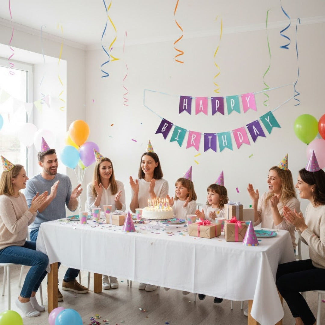 "Multicolour Happy Birthday Bunting Flag Banner - 9FT - 1PC "