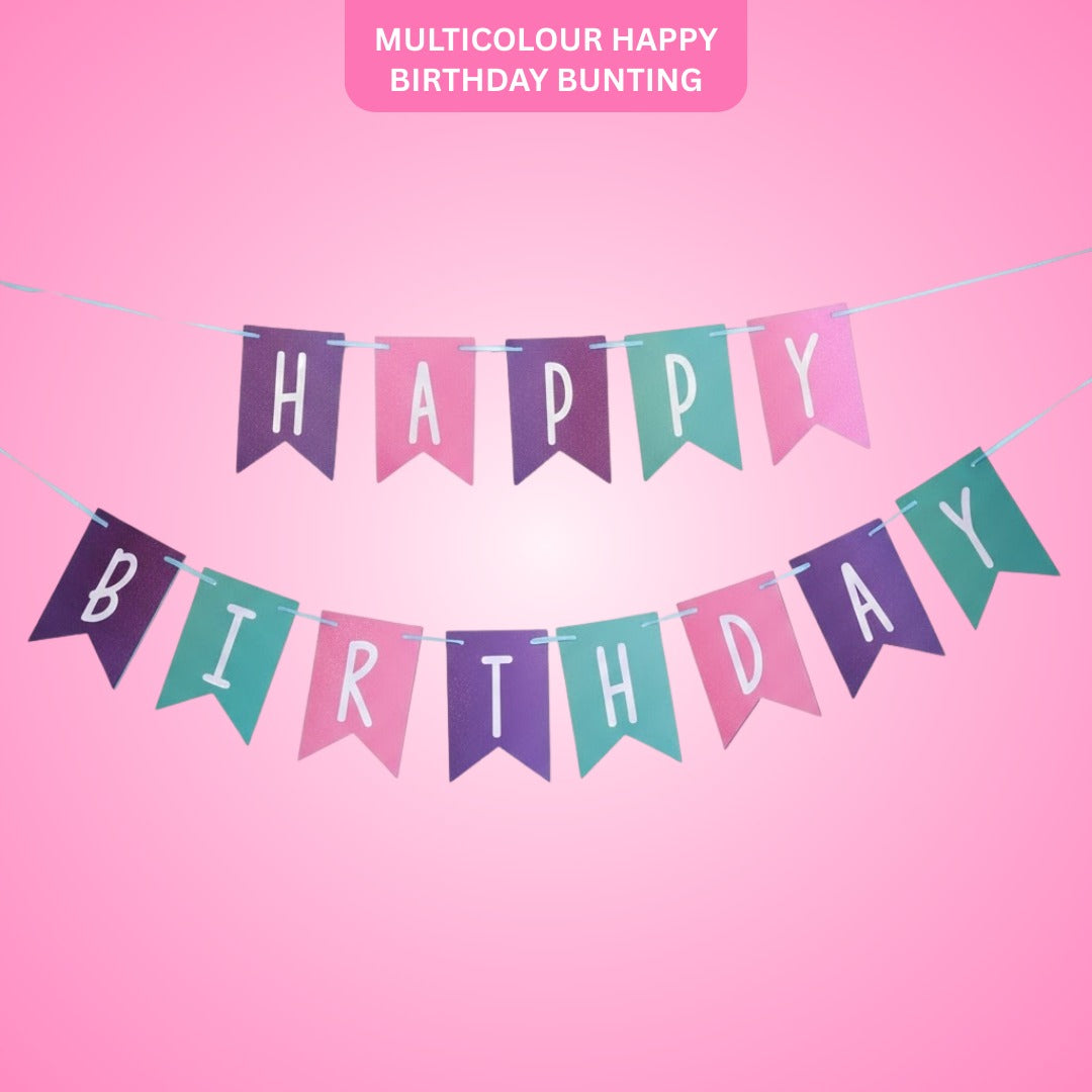 "Multicolour Happy Birthday Bunting Flag Banner - 9FT - 1PC "