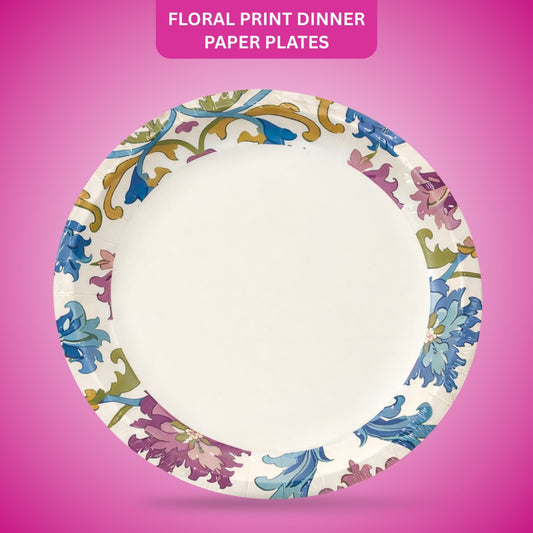 Floral Print Dinner Party Paper Plates 10.25 inches - 8PC