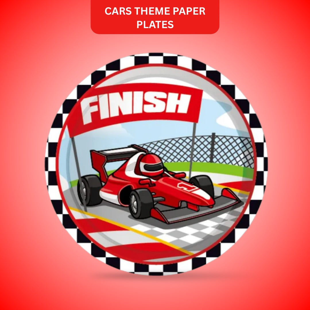Cars Theme Paper Plates - 9 inches - 8PC