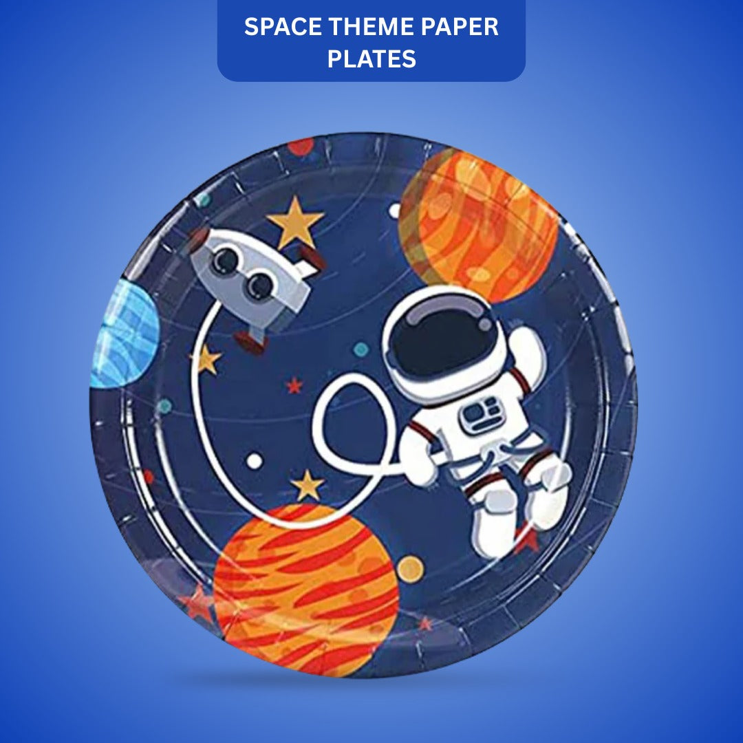 Space Theme Party Paper Plates - 9 inches - 10PC - Wanna Party - front view