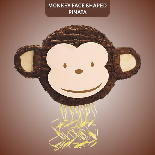 Monkey Face Shaped Pinata/Khoi Bag w/ Pull String for Fun Birthday Activity - 1PC