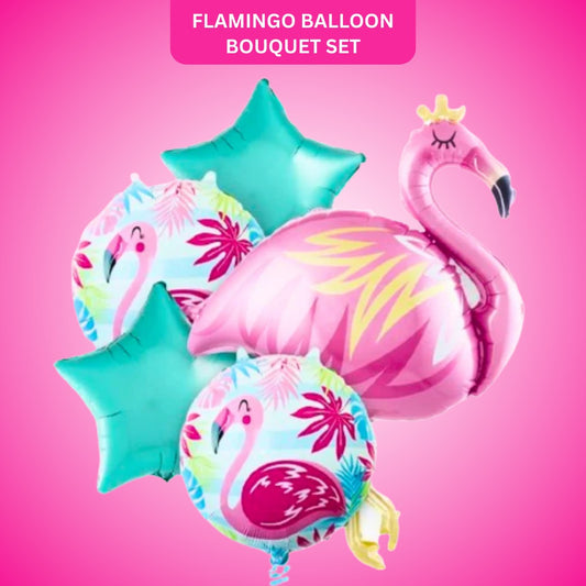 Flamingo Balloon Bouquet Set - - Helium Filled - 5PC