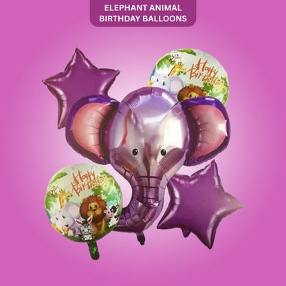 Jungle Animal Elephant Birthday Balloon Set Of 5 ( w/ Helium Gas )