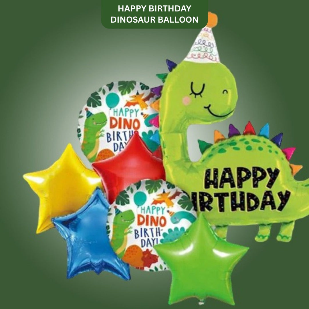 Happy Birthday Dinosaur Balloon Set of 7PC ( w/ Helium Gas )