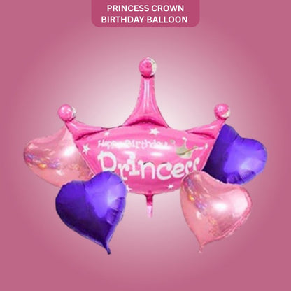 Happy Birthday Princess Crown Set Of 5  (w/ Helium Gas)