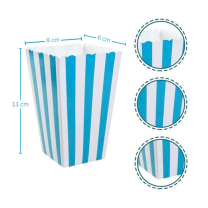 Striped Popcorn Holders Blue - 10PC