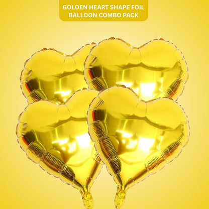 Golden Heart Shape Foil Balloon Combo Pack - Helium Quality -18 i... - Wanna Party - front