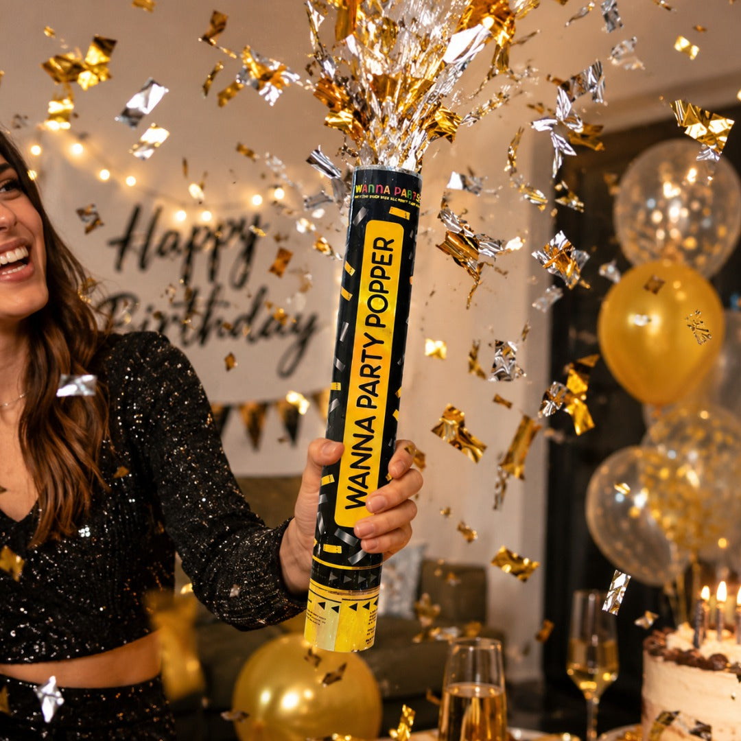 Party Popper  w/ Silver & Golden Confetti - 1PC