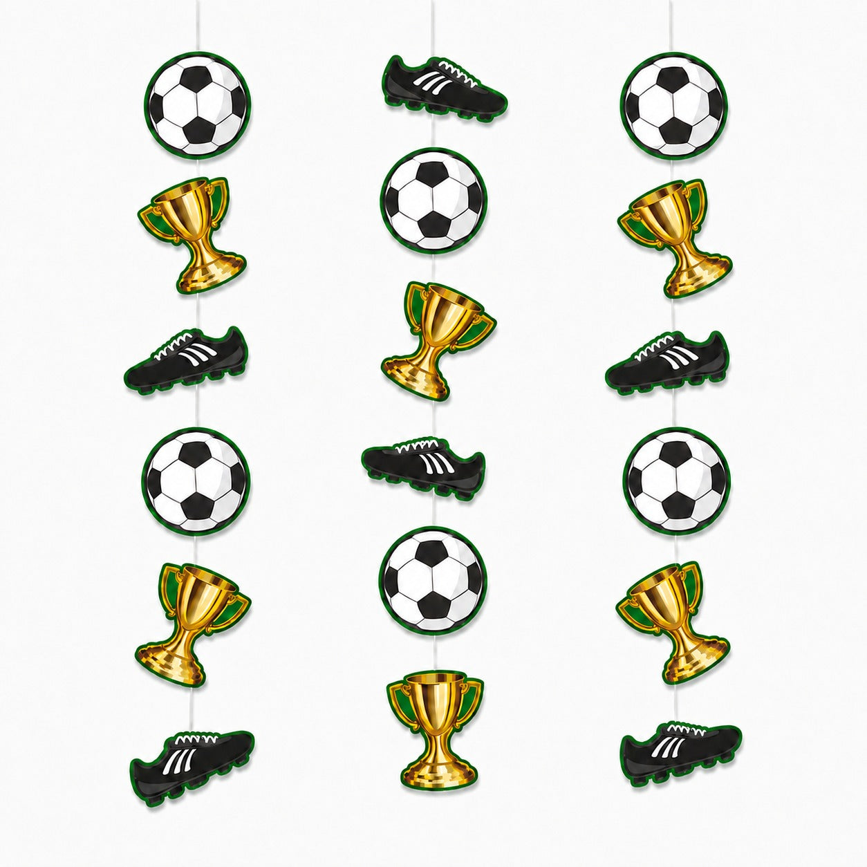 Soccer Theme Hanging Foil Swirl Decoration - 3PC