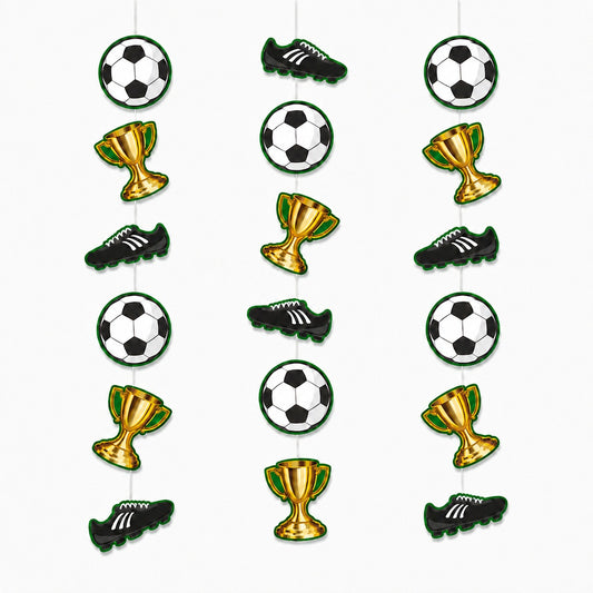 Soccer Theme Hanging Foil Swirl Decoration - 3PC
