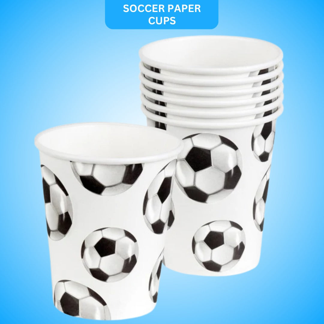 "Soccer Paper Cups 10PC - Football Party Tableware | Wanna Party" - Image 1