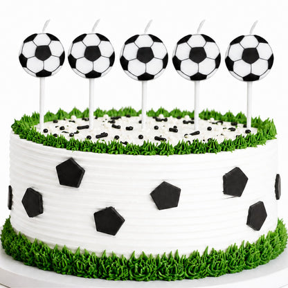 "Soccer Theme Candle 5PC - Football Birthday Cake Decor | Wanna Party" - Image 2