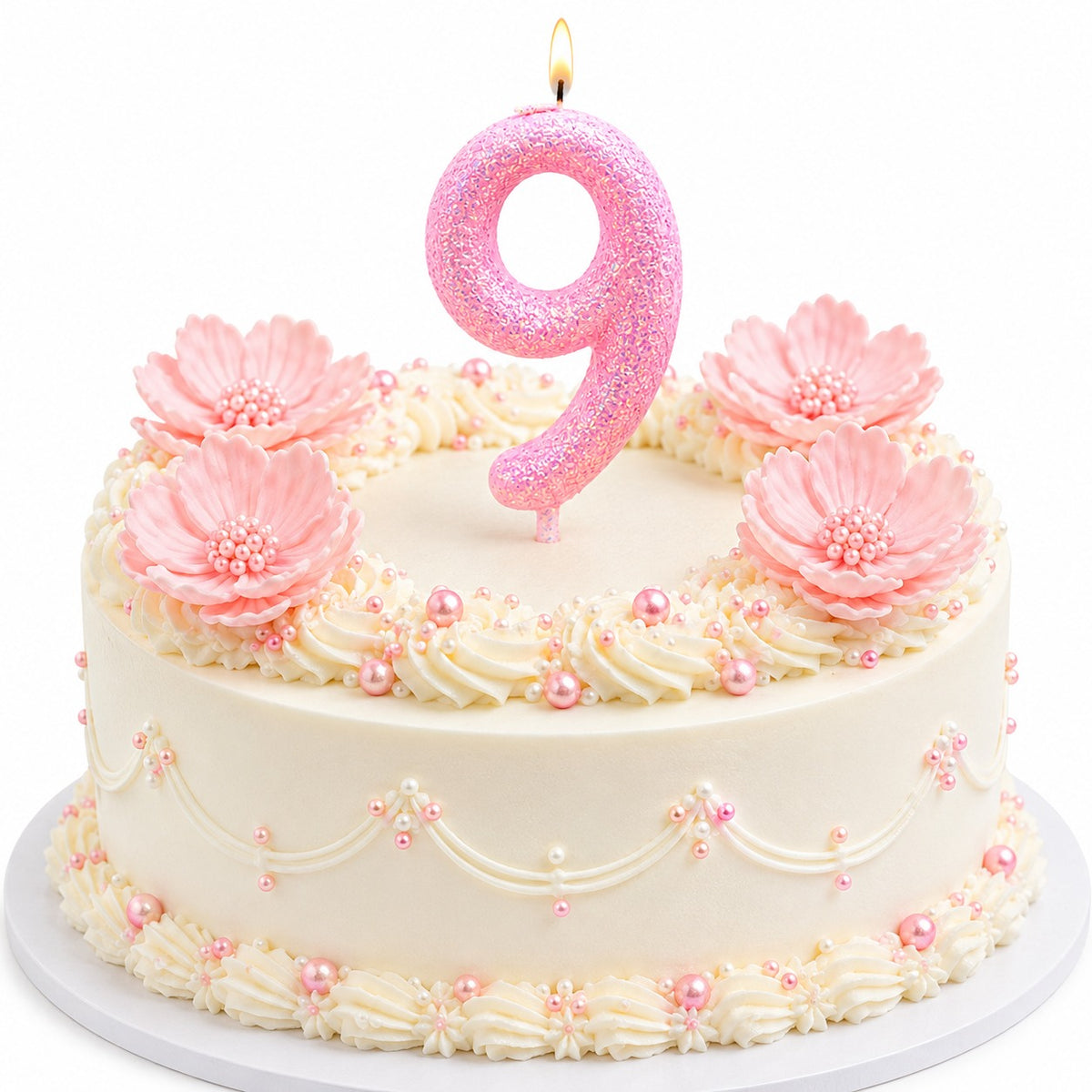 Glitter Designer Pink Candle No. 9