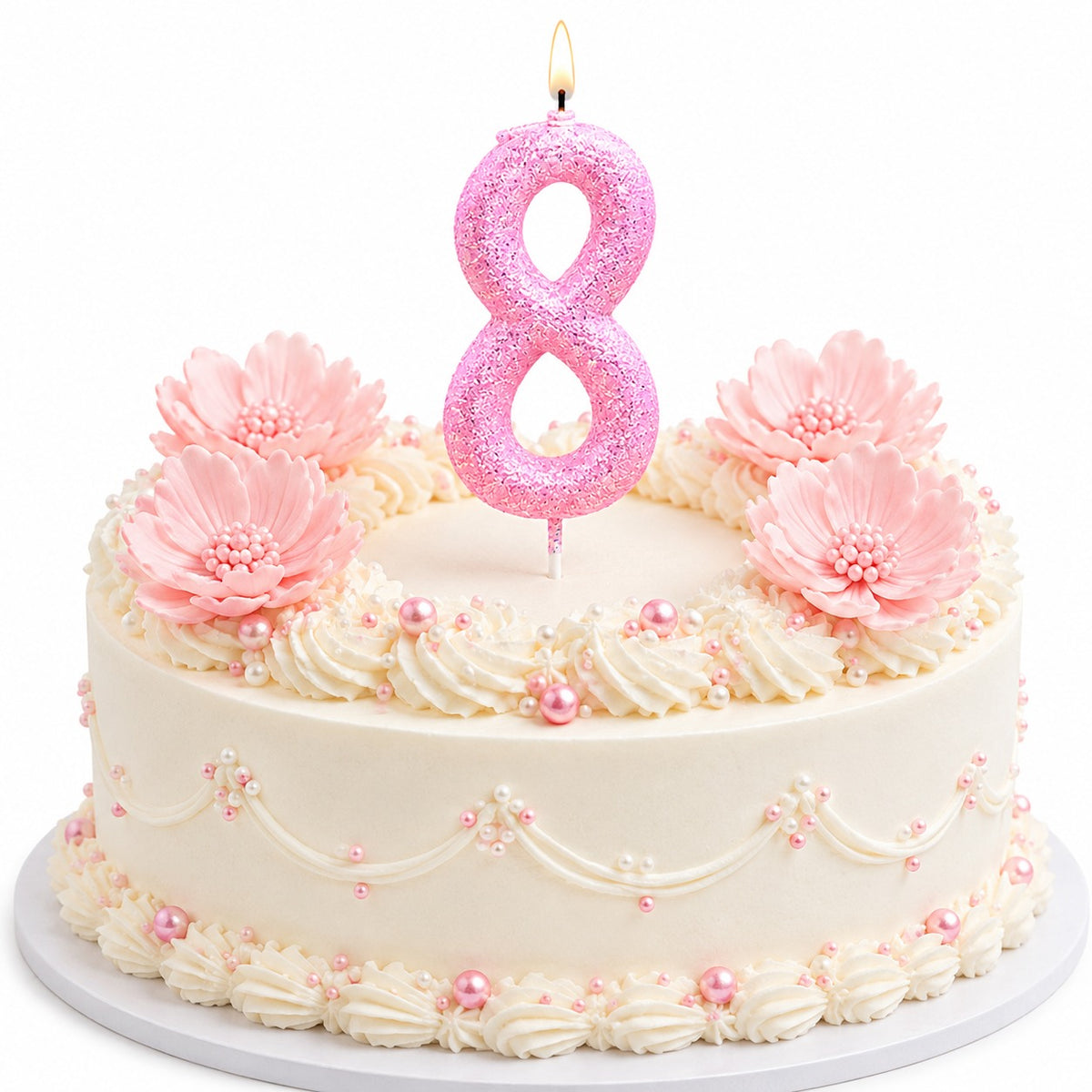 Glitter Designer Pink Candle No. 8