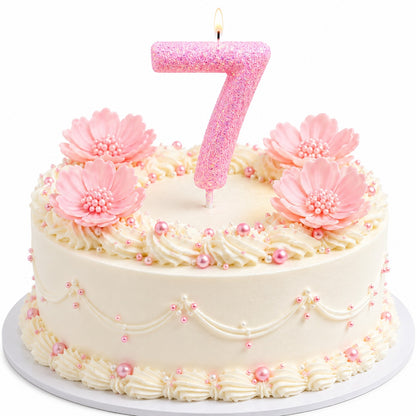 Glitter Designer Pink Candle No. 7