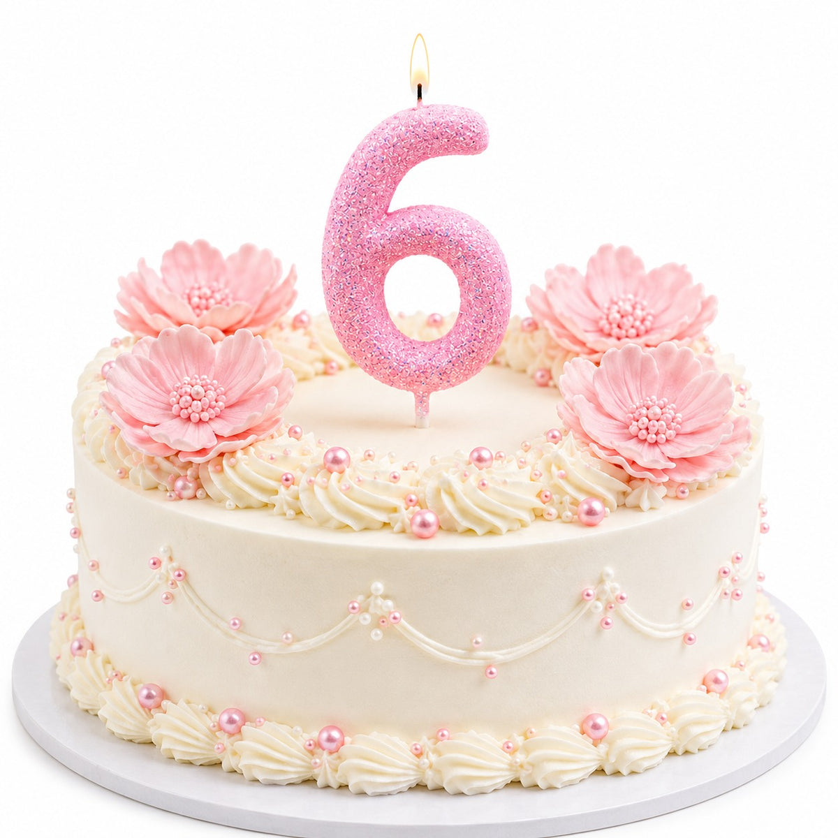 Glitter Designer Pink Candle No. 6