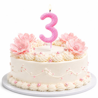 Glitter Designer Pink Candle No. 3