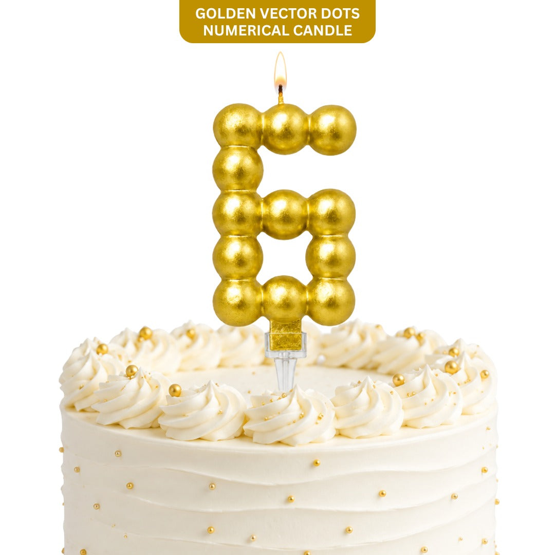 Golden Vector Dots Numerical Candle No. 6