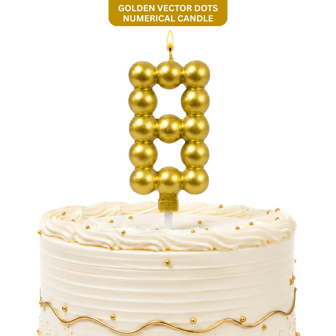 Golden Vector Dots Numerical Candle No. 8