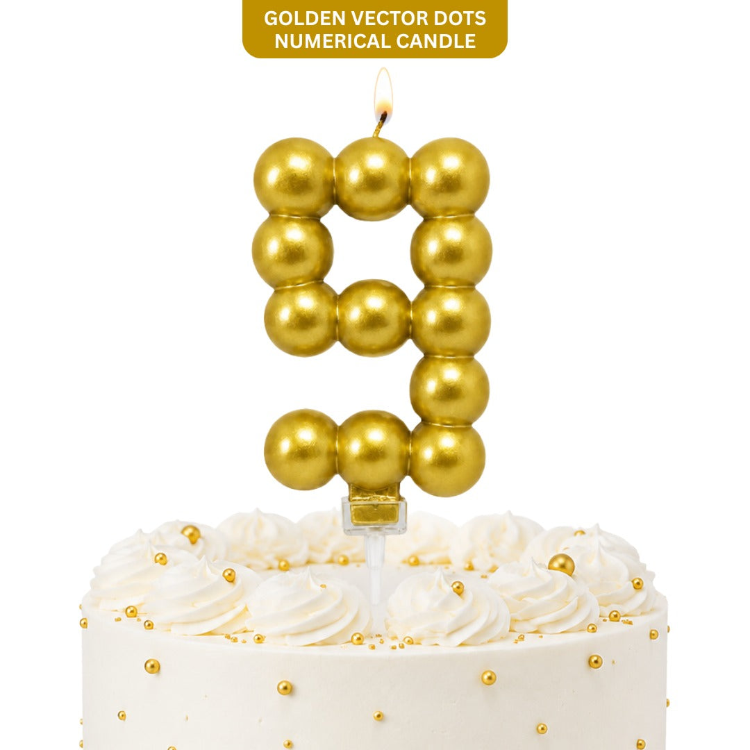 Golden Vector Dots Numerical Candle No. 9