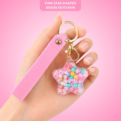 Star Beads Keychain Pink Strap - Cute Bag Charm for Girls | Wanna Party - Image 1