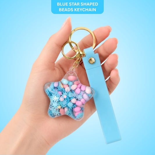 Star Beads Keychain Blue Strap - Cute Bag Charm for Kids | Wanna Party - Image 1