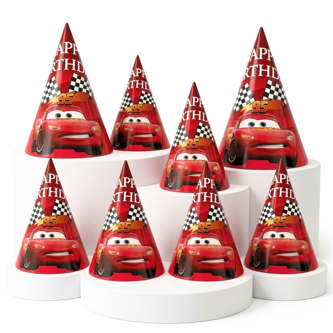 Racing Car Theme Birthday Caps - 8PC