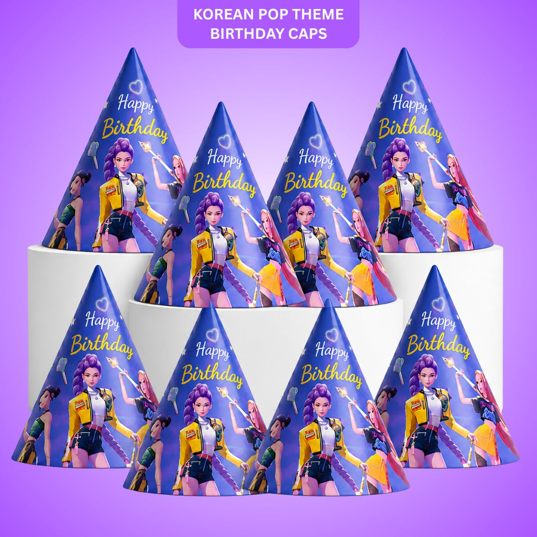 KPOP Theme Birthday Caps - 8PC