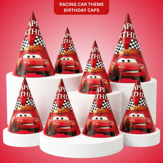 Racing Car Theme Birthday Caps - 8PC