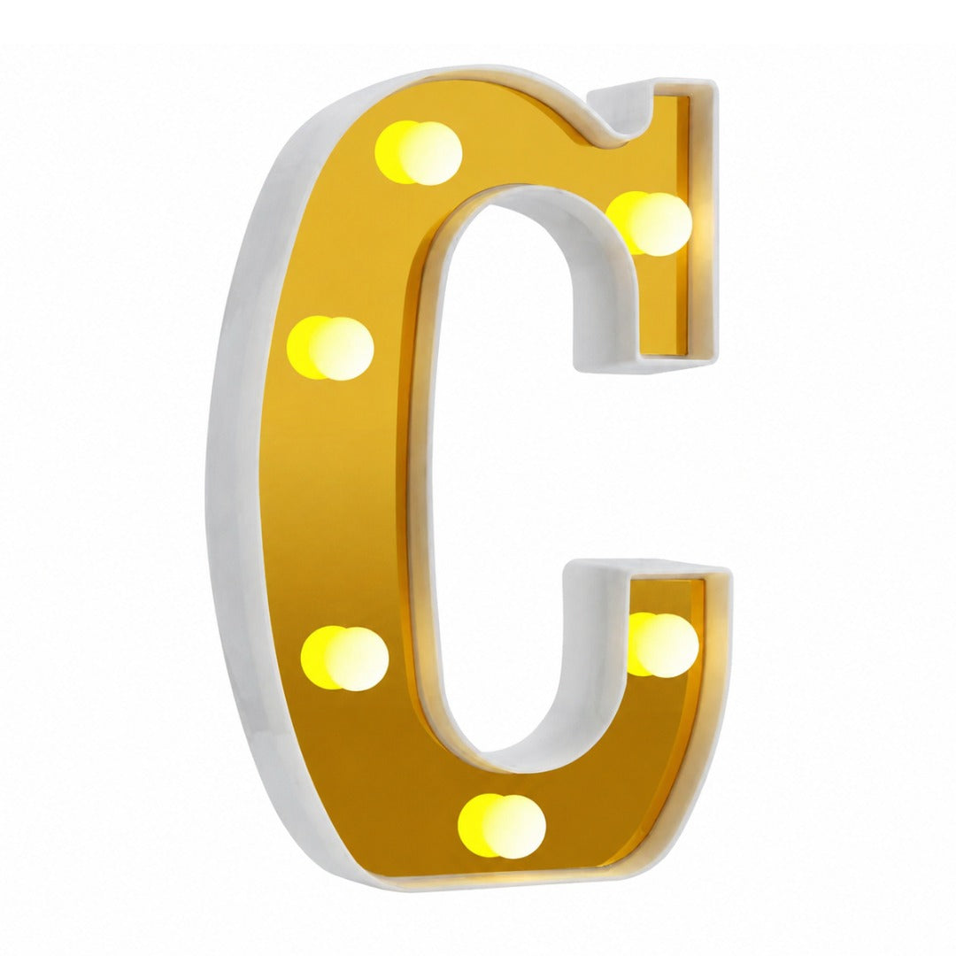 LED Golden Marquee Letter C 11 inch - Light Up Sign | Wanna Party