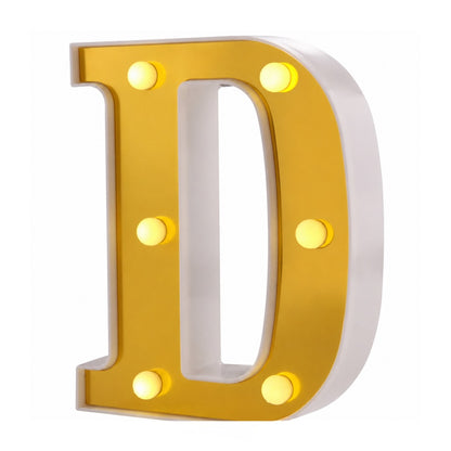 LED Golden Marquee Letter D 11 inch - Light Up Sign | Wanna Party