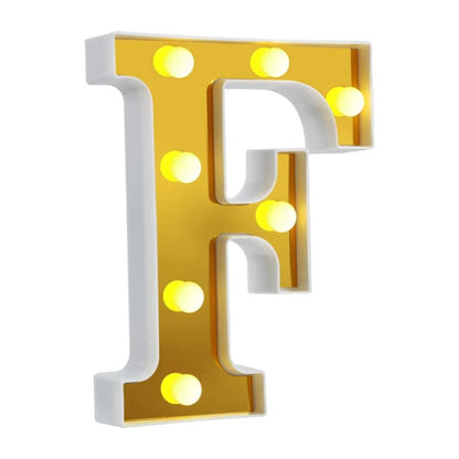 LED Golden Marquee Letter F 11 inch - Light Up Sign | Wanna Party