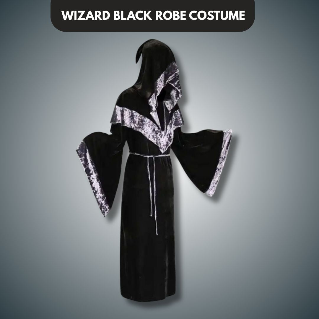 Wizard Black Robe Costume w/ Belt for Adults