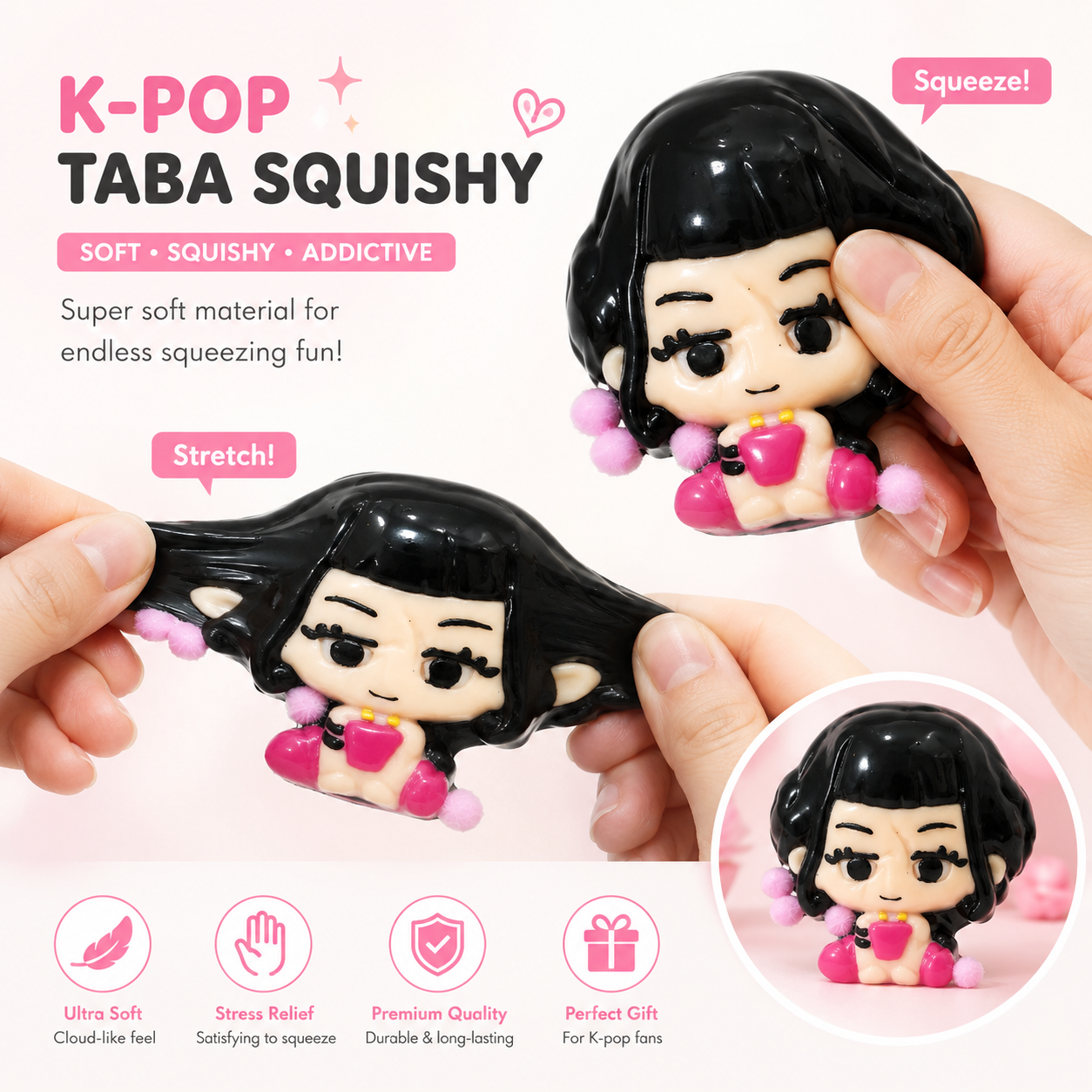 K-POP Zoey Squishy Taba Toy - Cute Squeeze Toy for Kids | Wanna Party - Image 8