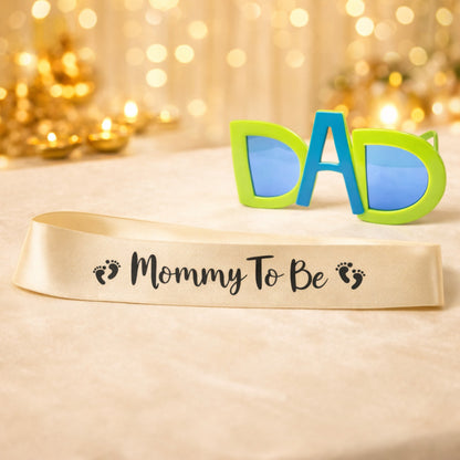 Mom To Be Sash Satin Pink & Green DAD Sunglasses - 2PC