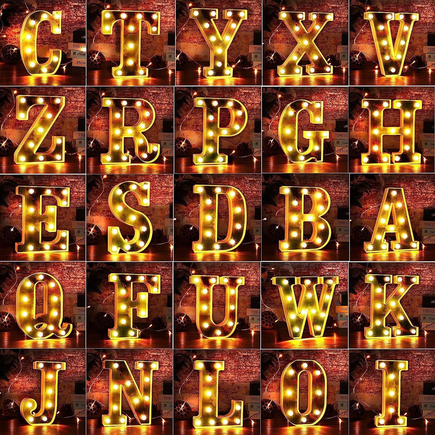 LED Golden Marquee Letter D 11 inch - Light Up Sign | Wanna Party - Image 8