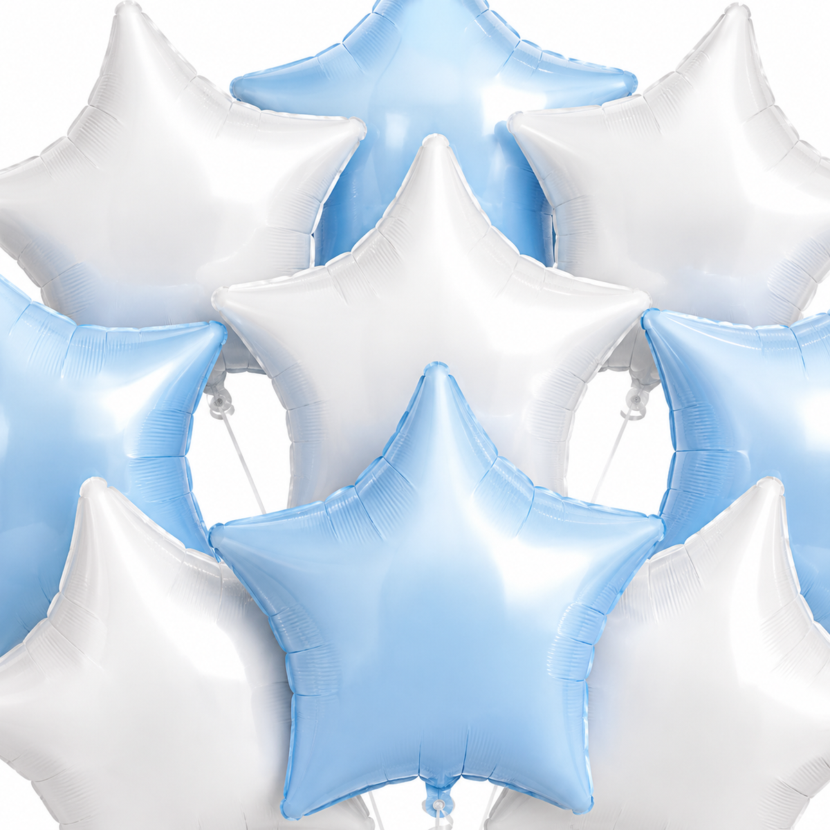 Pastel Blue and Pearl White Star Shaped Balloons Set - 10PC