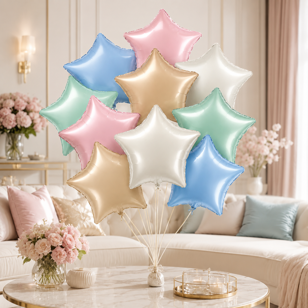 Pastel Macaron Color Star Balloons Set - 10PC