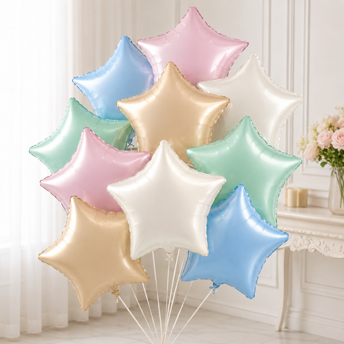 Pastel Macaron Color Star Balloons Set - 10PC