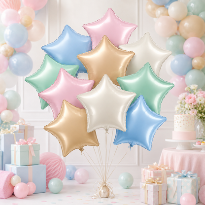 Pastel Macaron Color Star Balloons Set - 10PC