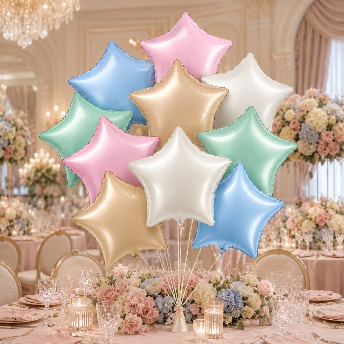 Pastel Macaron Color Star Balloons Set - 10PC