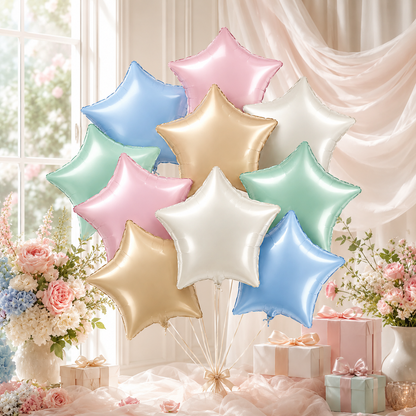 Pastel Macaron Color Star Balloons Set - 10PC