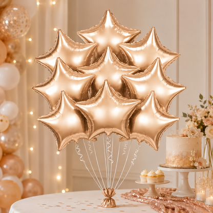 Champagne Gold Star Shaped Balloon Set - 10PC